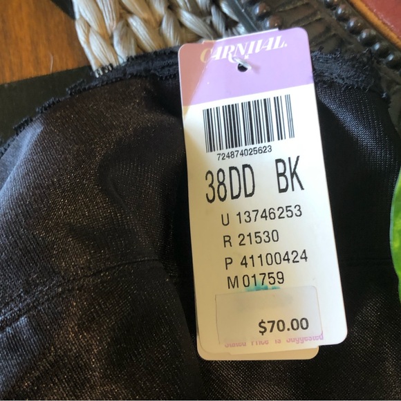 NWT Carnival Full Figure Satin Torsolette Corset Bra With Garders, Size 38DD - Picture 6 of 6